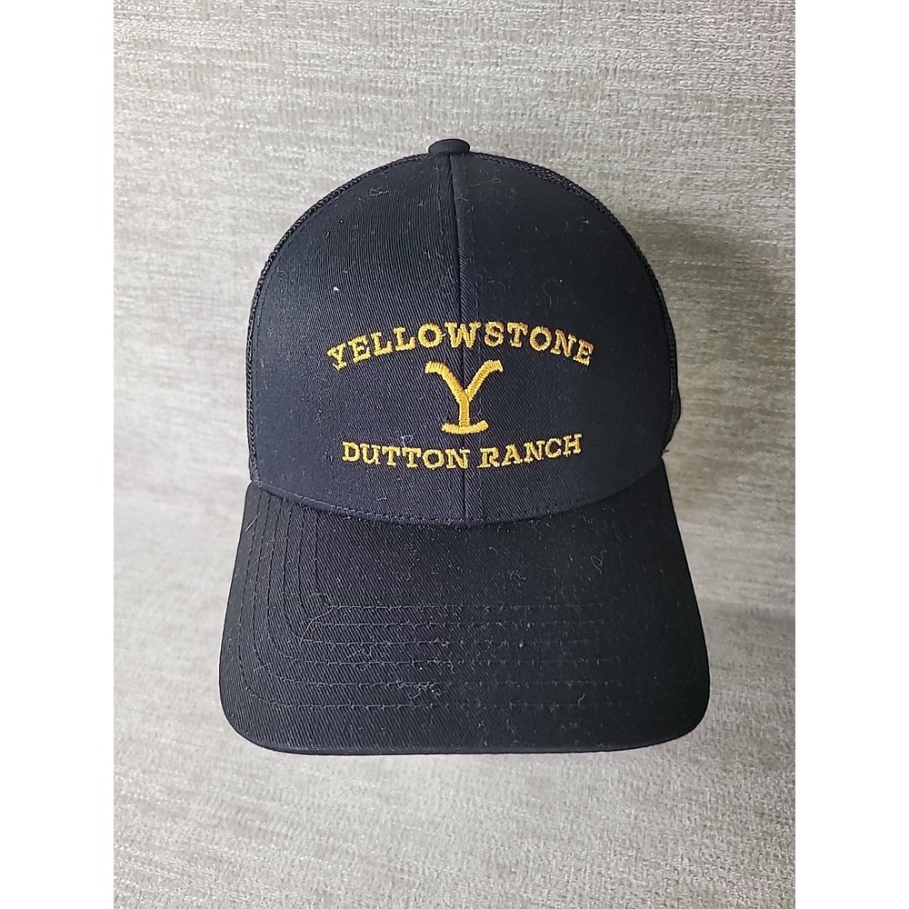 Yellowstone Dutton Ranch Hat Cap Snap Back Black Mesh Trucker Embroidered
